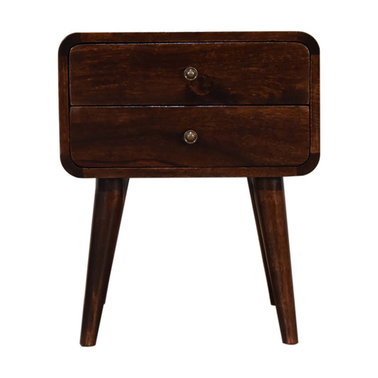 Nightstand Curved Dark Walnut Bedside