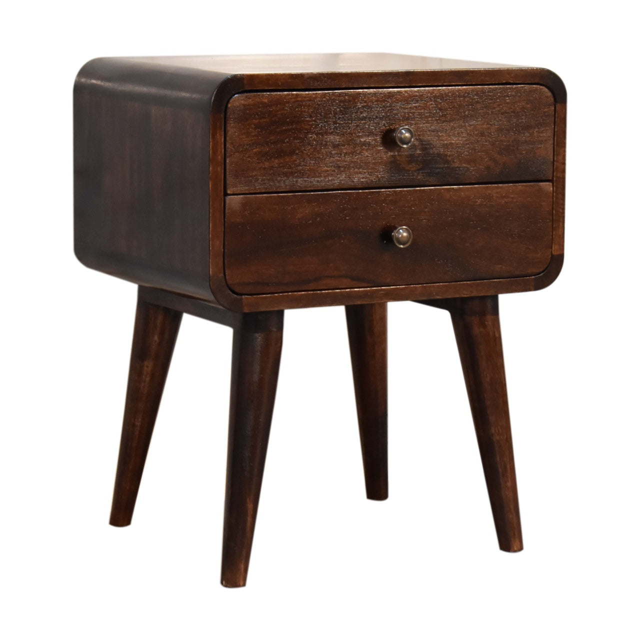 Nightstand Curved Dark Walnut Bedside