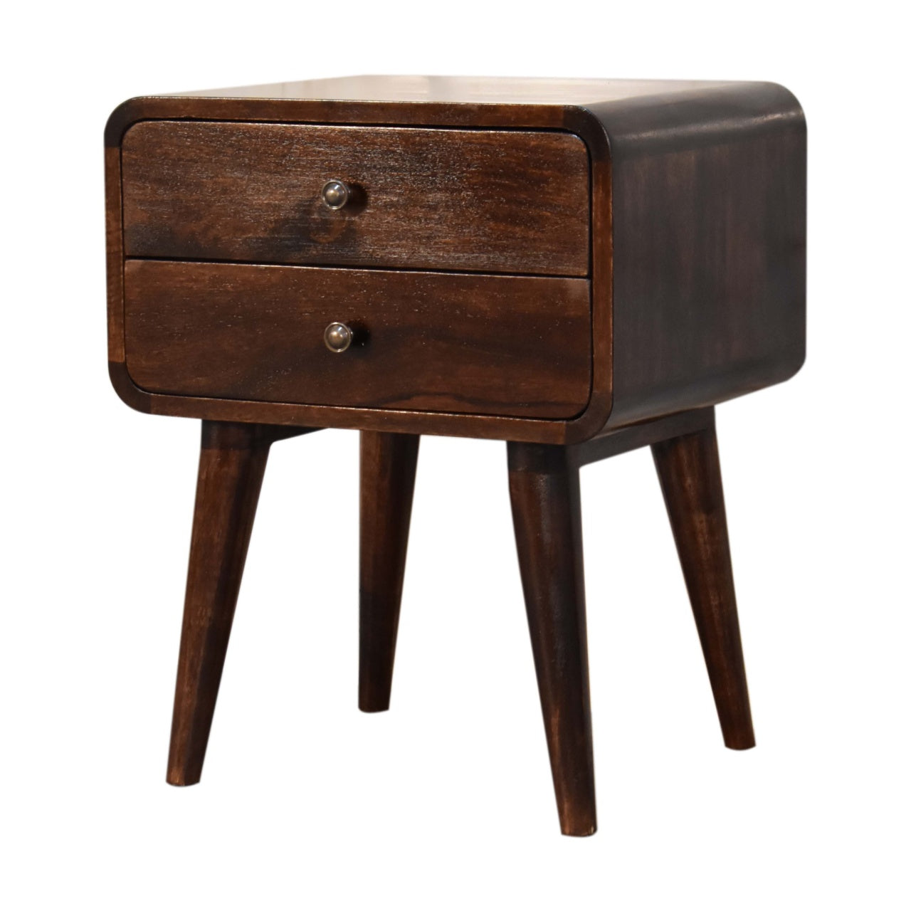 Nightstand Curved Dark Walnut Bedside