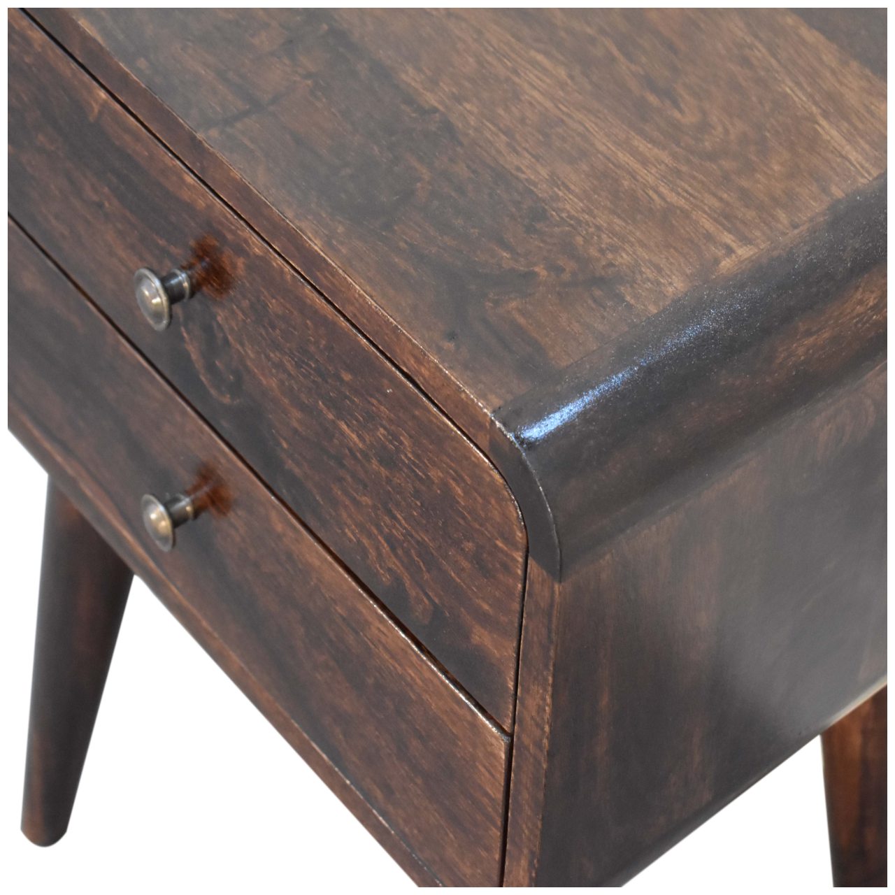 Nightstand Curved Dark Walnut Bedside